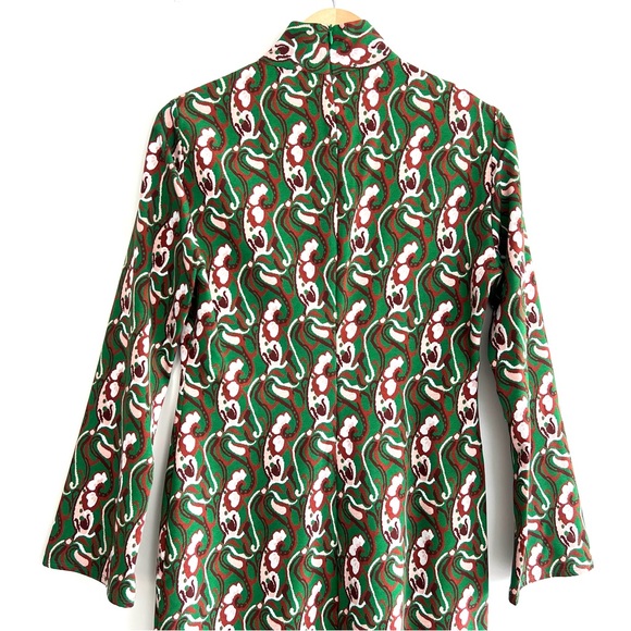 ZARA Floral Green Multicolor Print Front Slit Long Sleeves Midi Dress Sz L - Picture 11 of 16